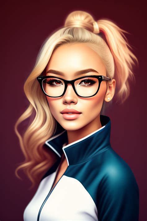 Lexica Girl Blonde Ponytail Forehead Without Bangs Glasses Anime Style