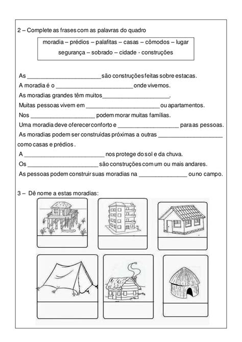 Atividade Moradia 2 Ano - 👍Geografia: tipos de moradia - 2º ano | Atividades de geografia ...