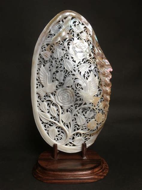 Large Engraved Mother Of Pearl Shell Bali Indonesia Catawiki