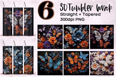 3d Tumbler Wrap Butterfly Sublimation Graphic By Kisscdesign · Creative