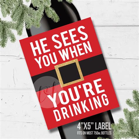 Custom Funny Christmas Wine Bottle Labels Buffalo Plaid Etsy