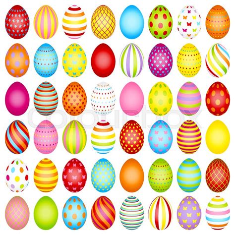 Set Schmale Bunte Ostereier Mit Muster | Stock-Vektor | Colourbox