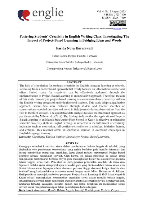 fostering students creativity  english writing class