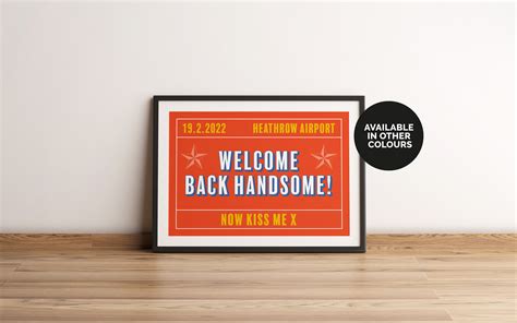 Welcome Sign Airport Sign Personalised Sign Welcome Back Poster Welcome