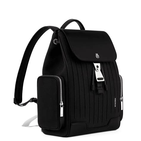Never Still Small Flap Backpack in Leather & Canvas - Black | RIMOWA