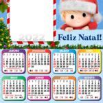 Calendário 2022 Papai Noel Negro Moreno Molduras para Fotos Imagem