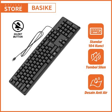 Jual Hot Basike Keyboard Kabel Usb Portable Key Full Size Office