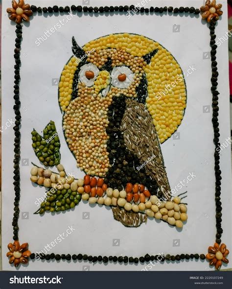 Art Kolase Owl Using Seeds Stock Photo 2220107249 | Shutterstock