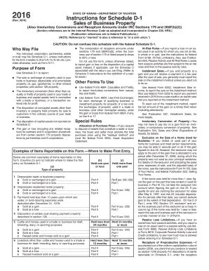 Fillable Online Instructions Schedule D 1 Rev 2016 Instructions For