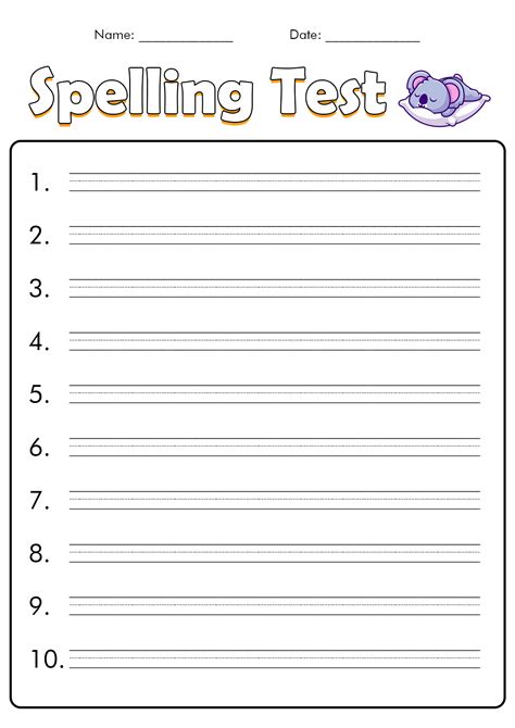 Spelling Word Practice Sheets