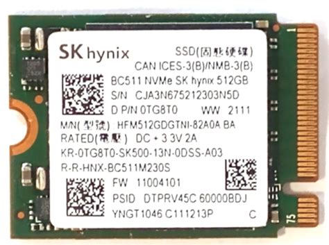 HFM512GDGTNI-82A0A SK Hynix BC511 512GB NVMe M.2 2230 Internal Solid ...