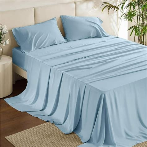 Bedsure King Cooling Bed Sheets Set Rayon Derived From Bamboo Hotel Luxury Silky Breathable