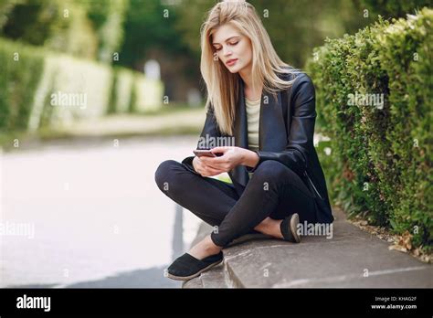 Beautiful Blonde On The Street Stock Photo Alamy