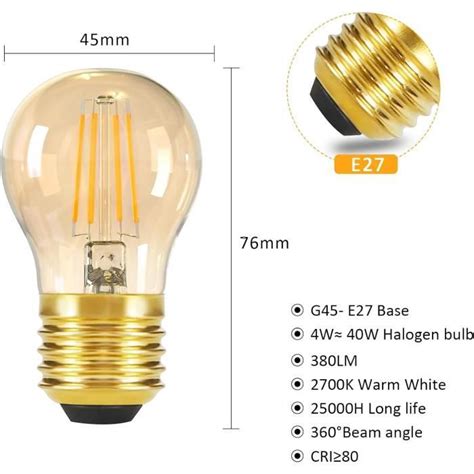 Ampoule LED Edison Vintage E27 4 W Blanc Chaud 2700 K Ampoule LED