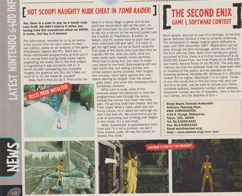 Legendary Nude Lara Croft Cheat Code Explained From Computer And Video Games Magazine UK