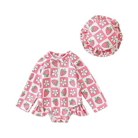 Akiihool Girl Swimsuit One Piece Girls Swimsuit Bikini Girls Swimwear Light Pink 12 18 Months