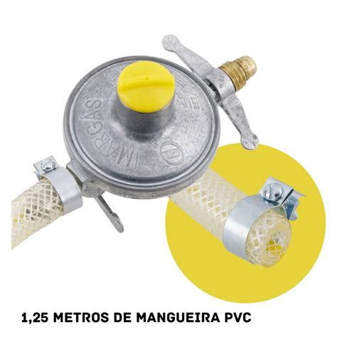 Válvula De Gás De Cozinha - Regulador Registro Válvula Gás De Cozinha 2kg com mangueira PVC 1,25M ...