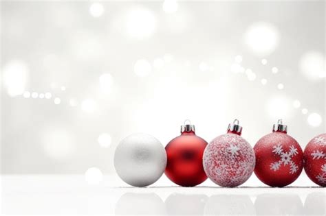 Premium AI Image Red And White Christmas Ball On Snowflakes Background