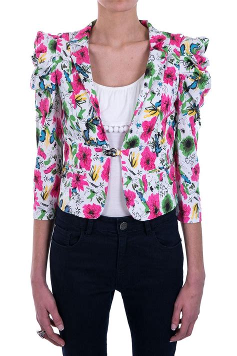 Vintage Feel Summer Floral Print Short Structured Jacket Coats