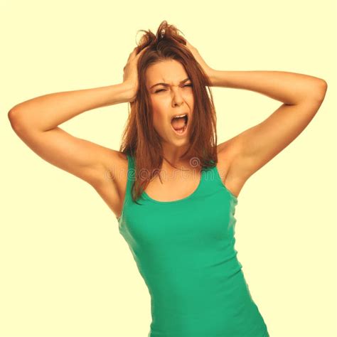 Brunette Hostage Captive Bound Woman With Rope Prisoner In Jean Stock