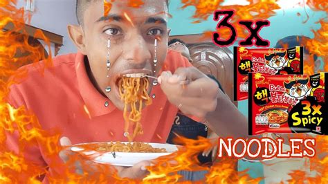 3x Spicy Samyang Fire Noodles Challenge 🔥 Eating Worald Spiciest