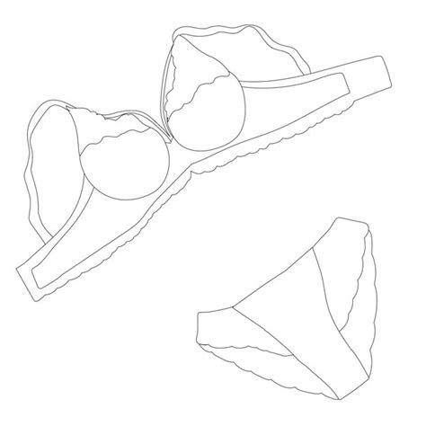 Croquis de contour isolé sous vêtements et soutien gorge de lingerie Vecteur Premium