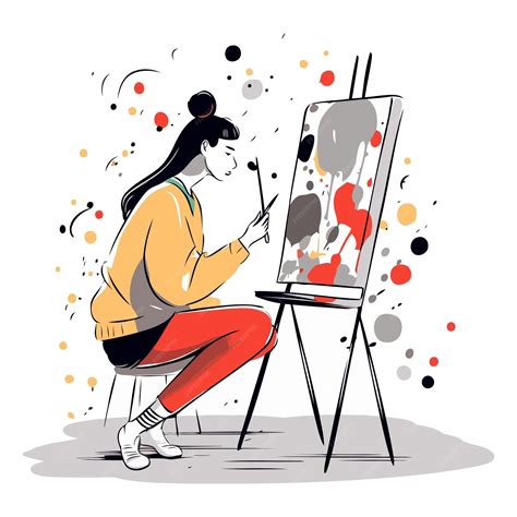premium vector artist painting  picture  easel  cartoon style