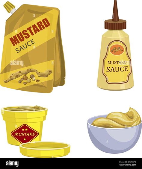 Mustard Icons Set Cartoon Set Of Mustard Vector Icons For Web Design