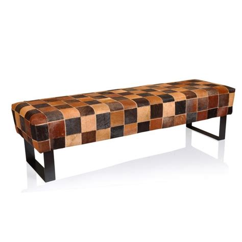 Modern Checker Leather Bench Wooden It Be Nice