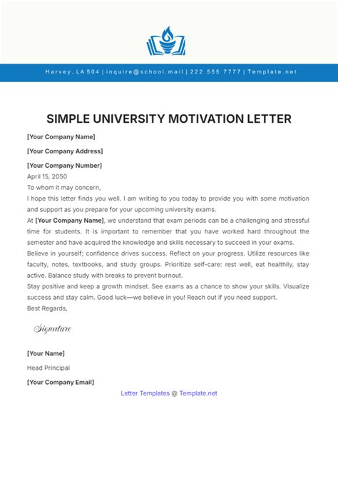 Free Simple University Motivation Letter Template to Edit Online