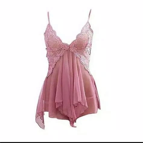 Jual VERA Babydoll Layer Lingerie G String In Dusty Pink Lingerie Sexy Jakarta Pusat