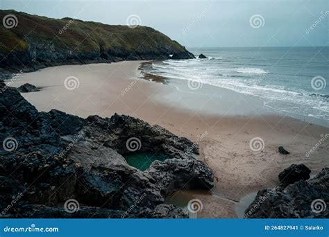 blue pool bay beach south wales uk stock image image  water