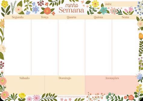 Bloco De Mesa Planner Semanal Flores Cartoes Gigantes Cometa