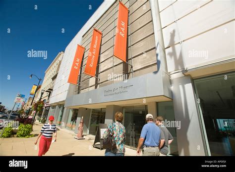 Wisconsin Racine People Walk Past Entrance Exterior Of Racine Art