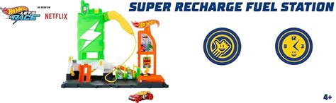 Hot Wheels Let S Race Netflix City Super Recharge Fuel Station Playset With Ev Chargers And