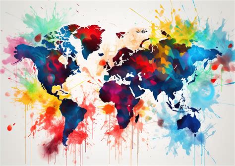 Map of World Map Colorful ǀ Maps of all cities and countries for your