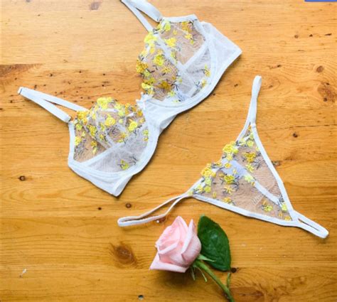 Yellow Floral See Through Lingerie Set Floral Lingerie Embroidered Lingerie Cute Lingerie Bridal