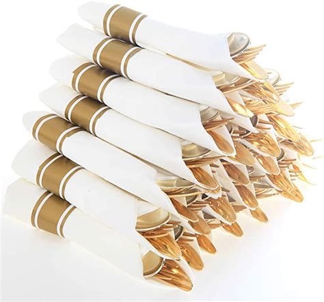 Amazon Supernal Set Of 30pack Pre Rolled Napkin With Gold Plastic