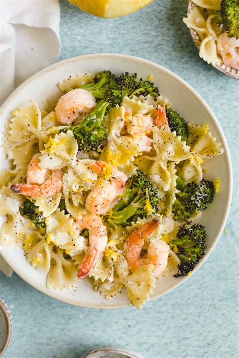Farfalle Pasta with Shrimp, Roasted Broccoli, Lemon and Parmesan