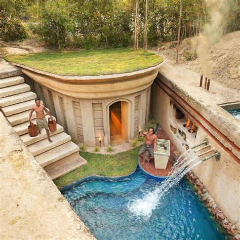 100 Days Building A Modern Underground Hut With A Grass Roof And A