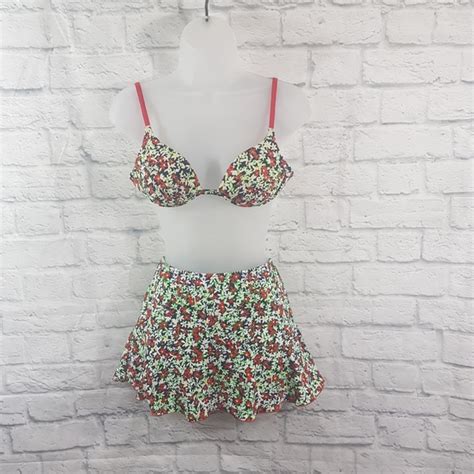 Venus Swim Venus Prairie Floral Print Piece Bikini Top Skirt Poshmark