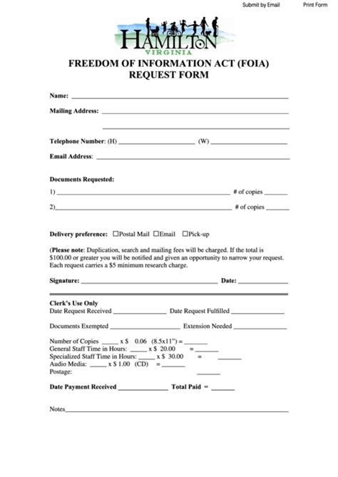 Foia Printable Form Printable Forms Free Online