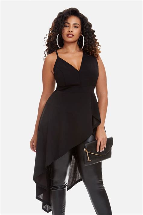 Plus Size Avery Asymmetrical Hi Low Peplum Top Plus Size Peplum Fashion To Figure Fashion