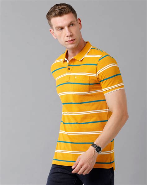 Classic Polo Mens Cotton Blend Striped Half Sleeve Slim Fit Polo Neck