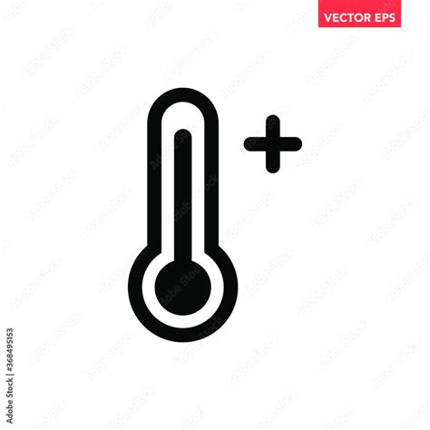 Black Hot Thermometer Line Icon Simple Hot Temperature Flat Design