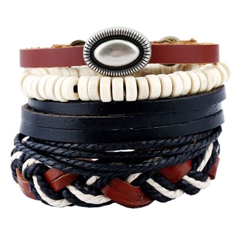 Women Men Multilayer Braid Rope Beads Leather Bracelet Charm My