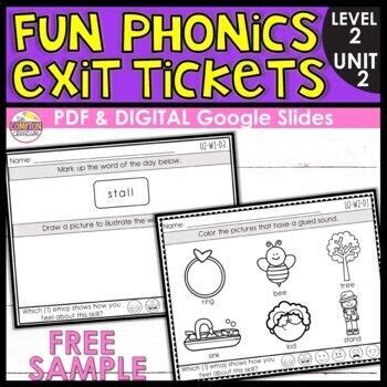 FREEBIE Fun Phonics Exit Tickets Level 2 Unit 2 Fundations Trick