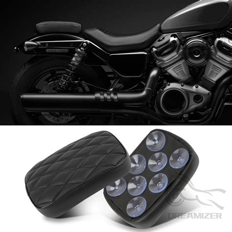Motorcycle Pillion Passenger Pad Seat Black Rhombus Pattern Leather