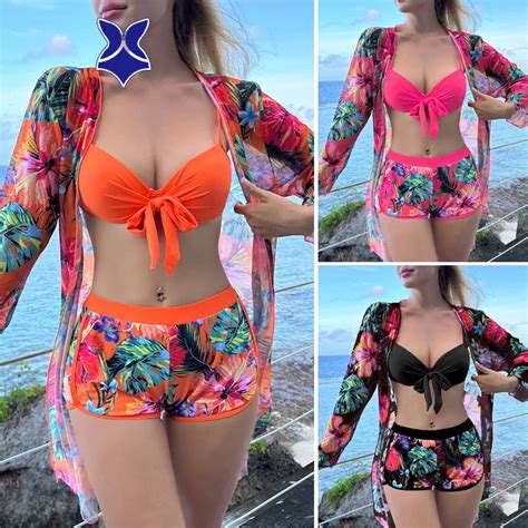 novo estilo europeu e americano sexy três peças biquíni praia swimwear mulheres bikini