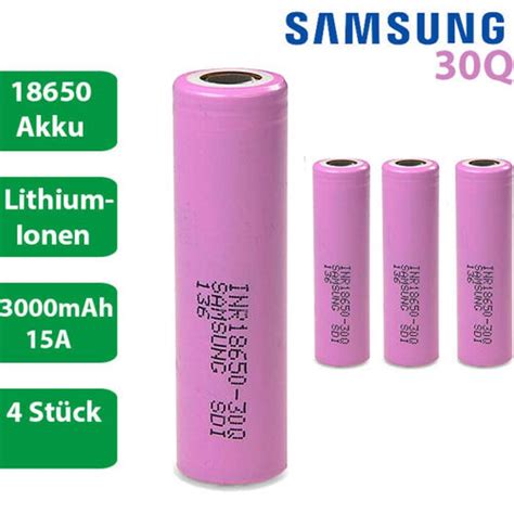 Samsung INR18650-30Q Akkus (4x 18650) • Graustufe